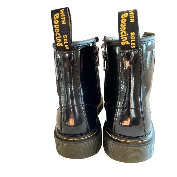 Dr Martens Black Combat Boots Youth size 3 Leather Lace Up Side Zip 1460J - Picture 7 of 10